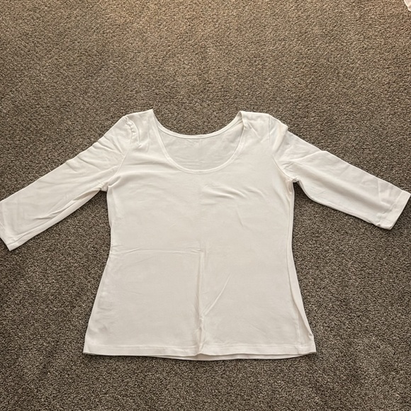 BOSTON PROPER, BRAND NEW in bag, Size L, Scoop Neck 3/4 Sleeve White Knit - Picture 3 of 4
